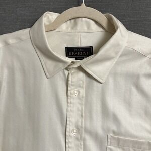 Jos A Bank Shirt Reserve Shirt 18.5/33 Cream Off White Custom Herringbone Button